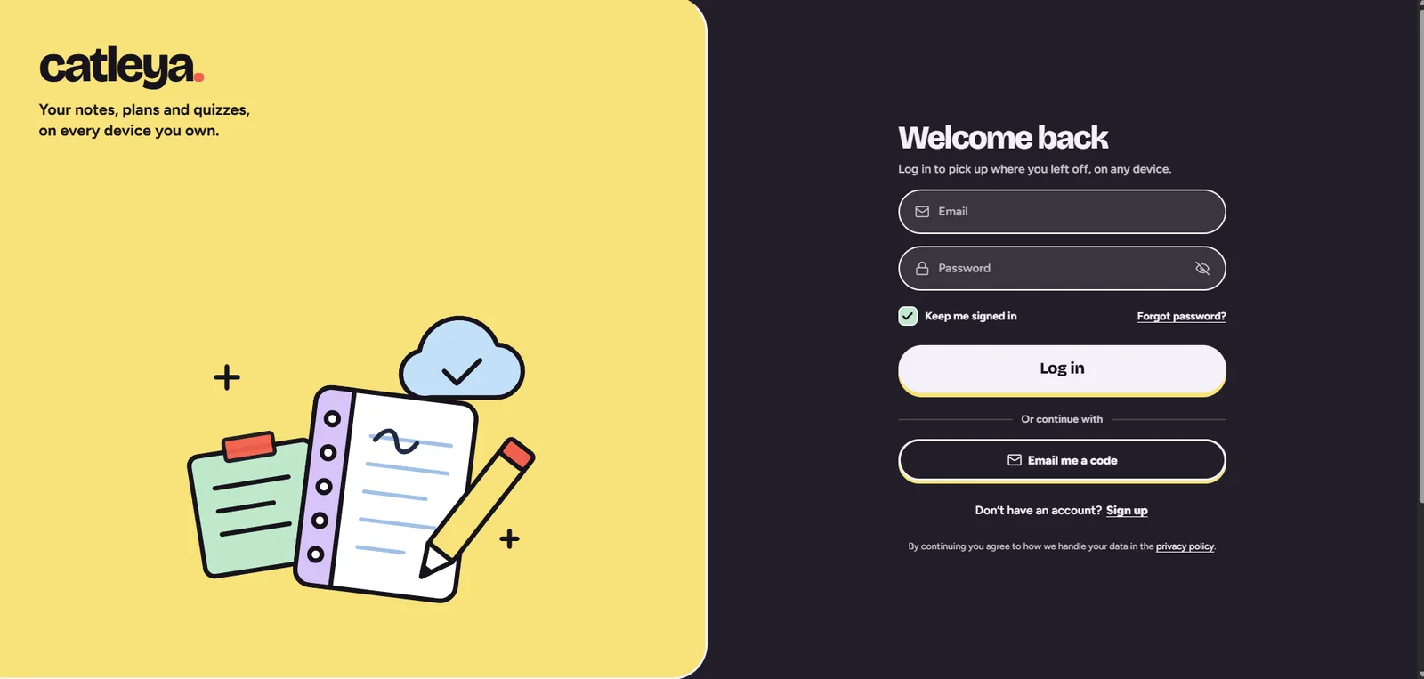 Catleya login page
